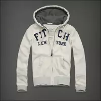 hommes giacca hoodie abercrombie & fitch 2013 classic x-8039 blanc casse